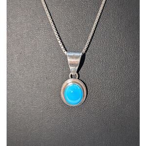 VTG Collectible Juan Willie Turquoise Sterling Pendant on 24" Box Chain Necklace